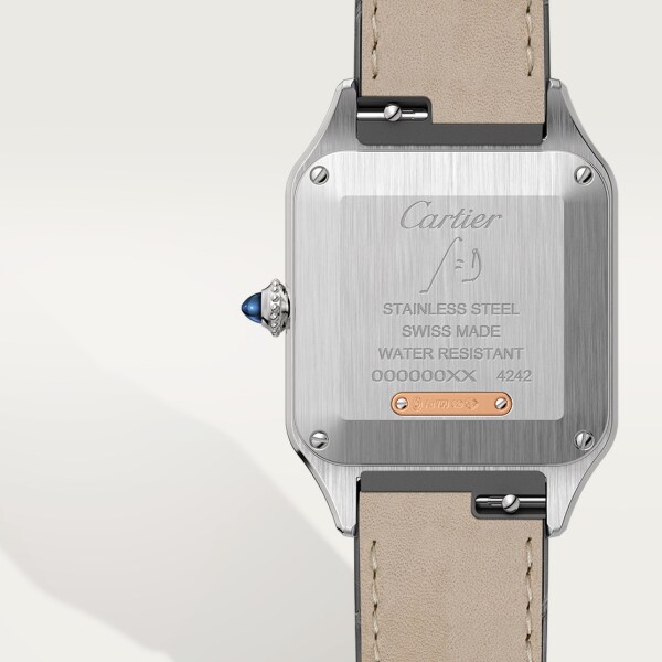 CRW2SA0012 - Santos-Dumont watch - Small model, quartz movement, rose gold,  steel, leather - Cartier
